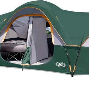 UNP Camping Tent 10-Person-Family Tents, Parties, Music Festival Tent, Big, Easy Up, 5 Large Mesh Windows, Double Layer, 2 Room, Waterproof, Weather Resistant, 18ft x 9ft x78in